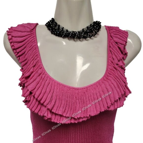 PINK sleeveless frilly knit top - Picture 2 of 9
